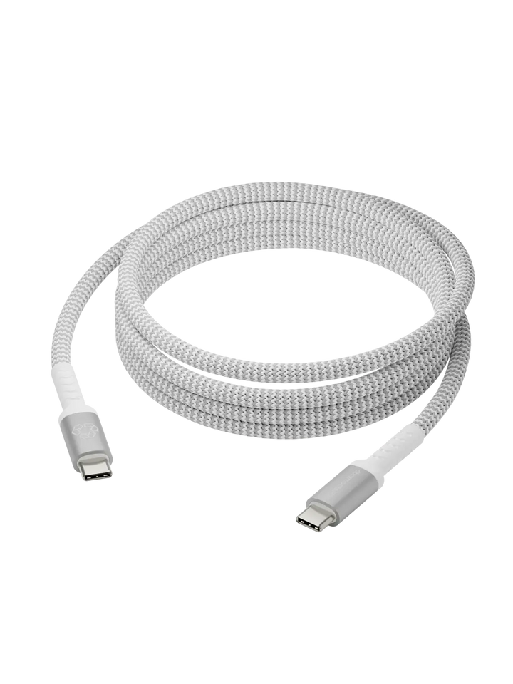 CABLES - BRAIDED White USB-C to USB-C 2.5m Cables
