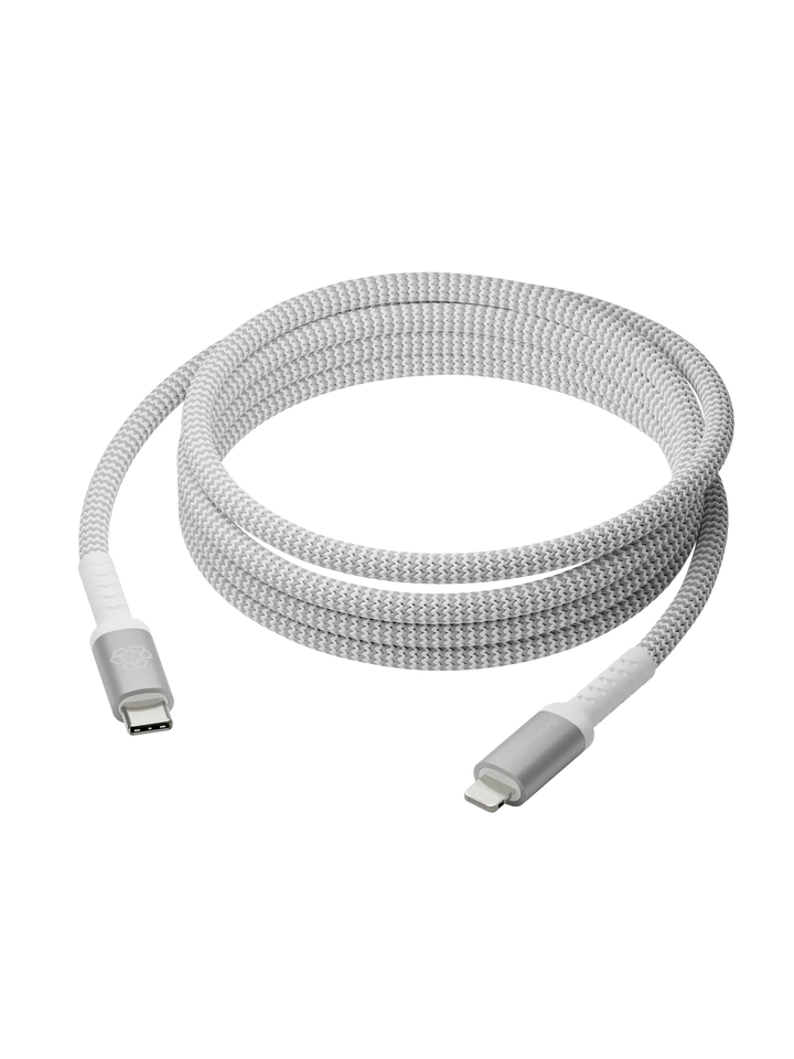 re-charge Pro - Braided Cable 2m USB-C to Lightning - White