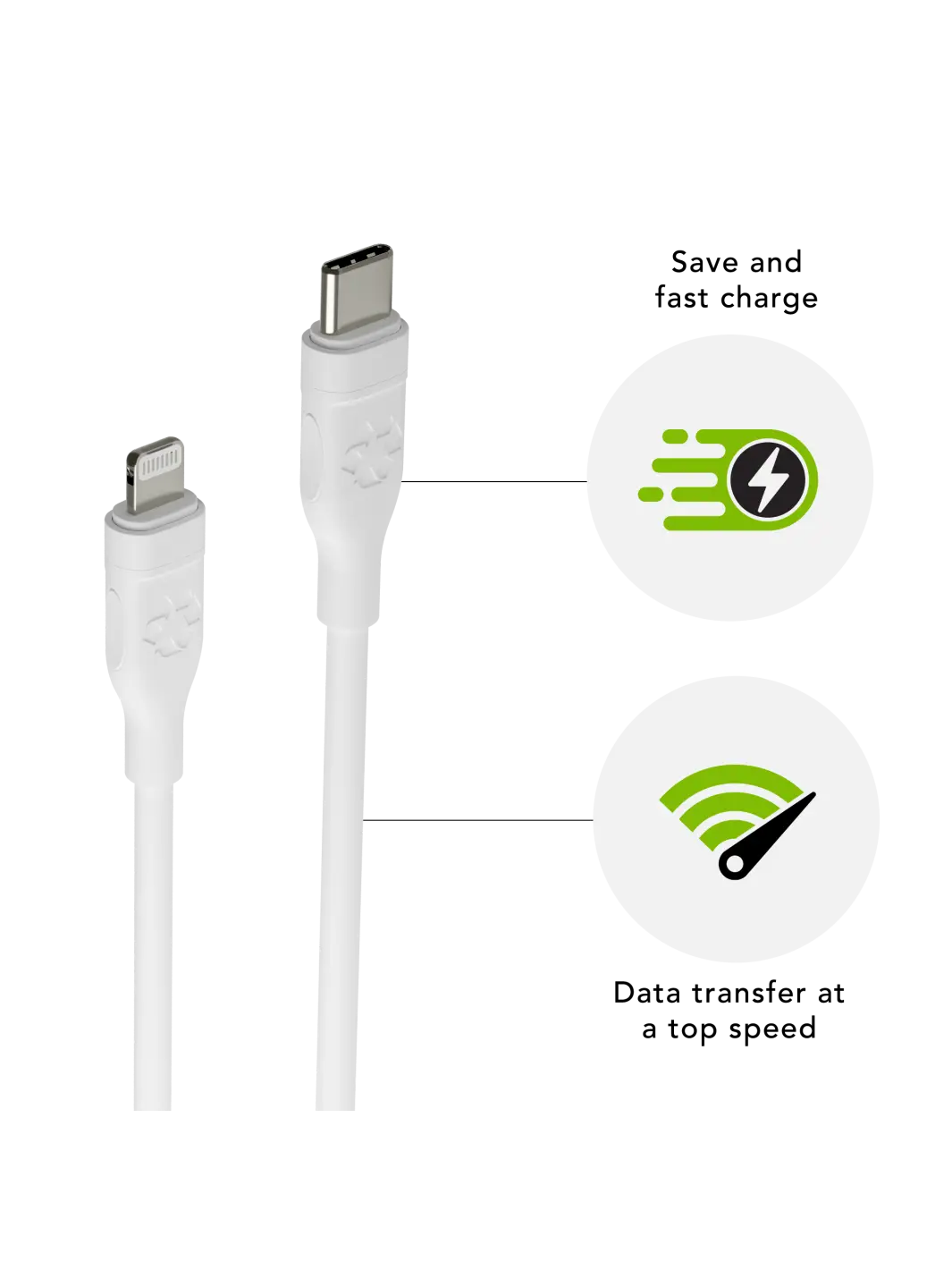 CABLES - STANDARD White USB-C to Lightning 2.0m Cables