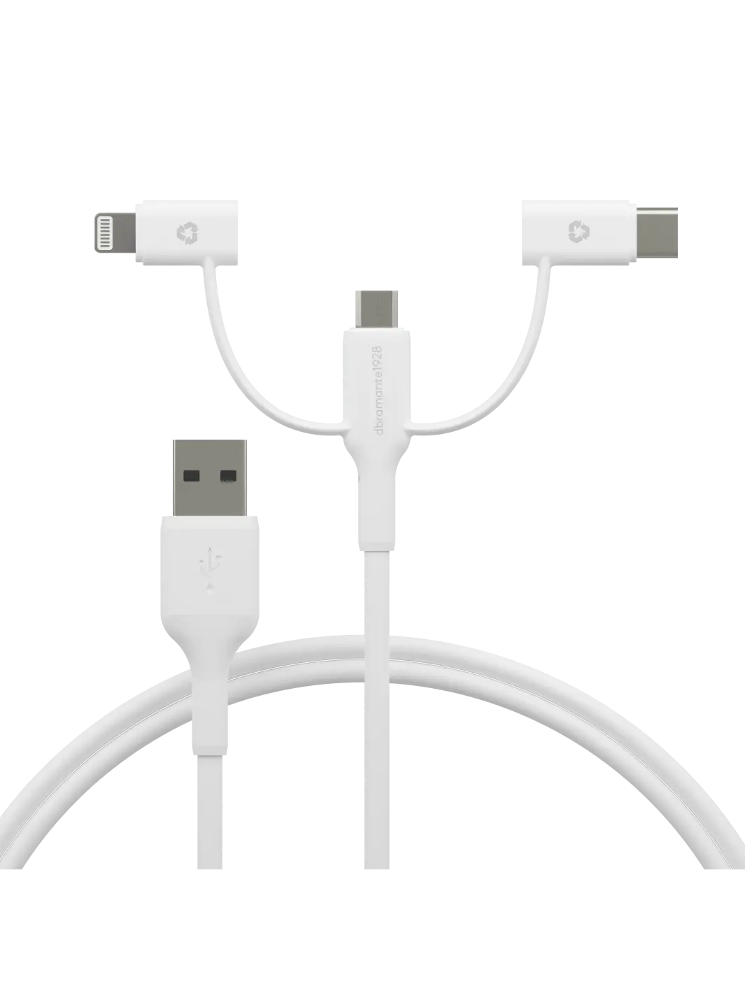 re-charge - 3in1 Cable–USB A to USB-A,C & Lightn-W- 3in1 Kabel-USB A zu USB-A,C & Lightning - Weiß