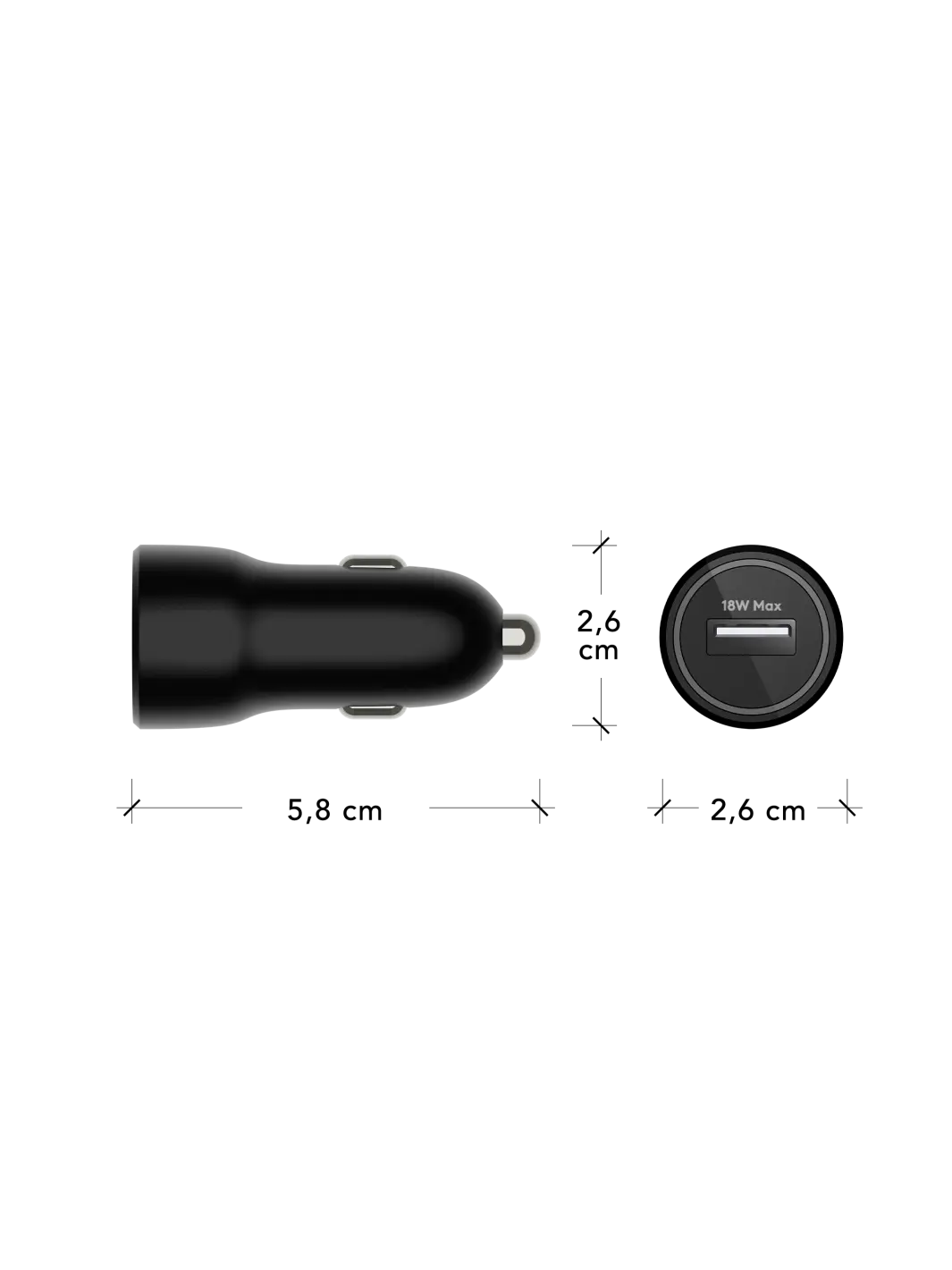 re-charge - Biloplader - USB-A 18W - Sort