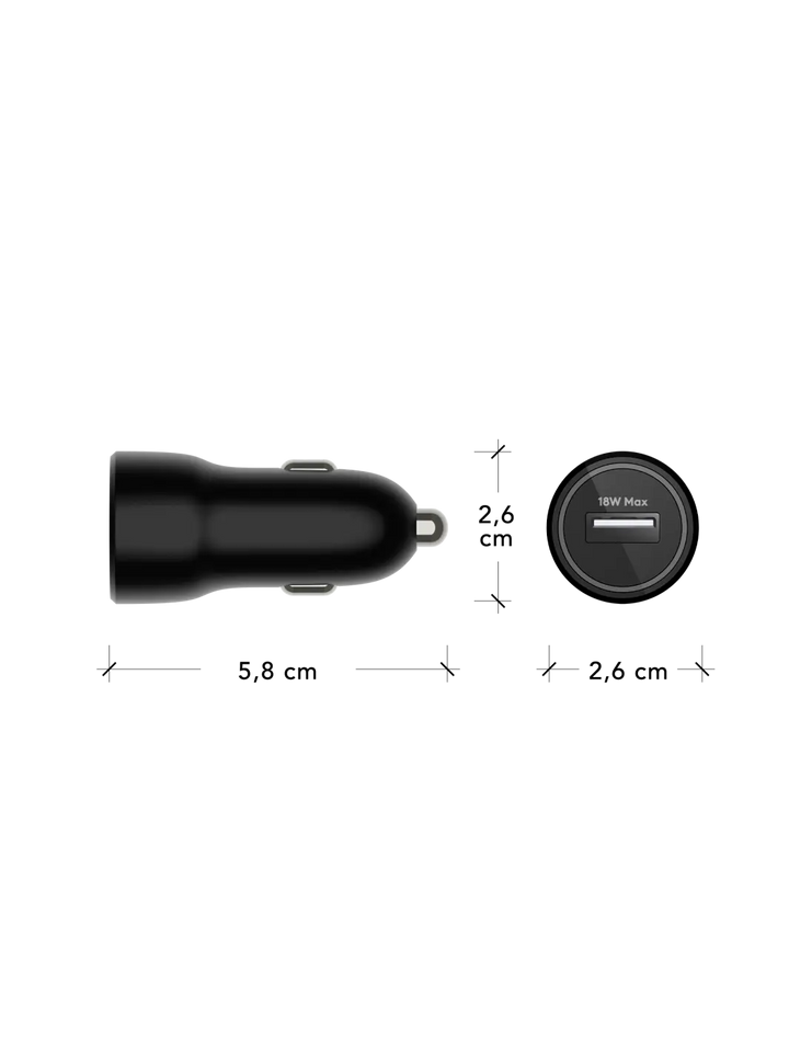 re-charge - Biloplader - USB-A 18W - Sort