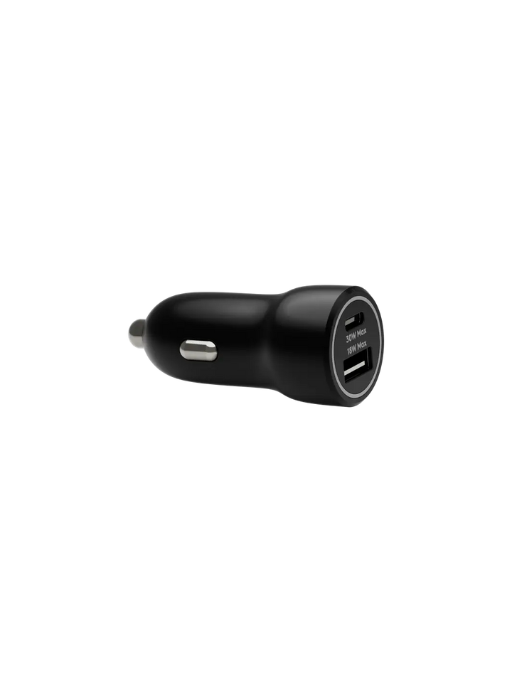 re-charge - Autoladegerät - USB-C 30W + USB-A 18W - Schwarz