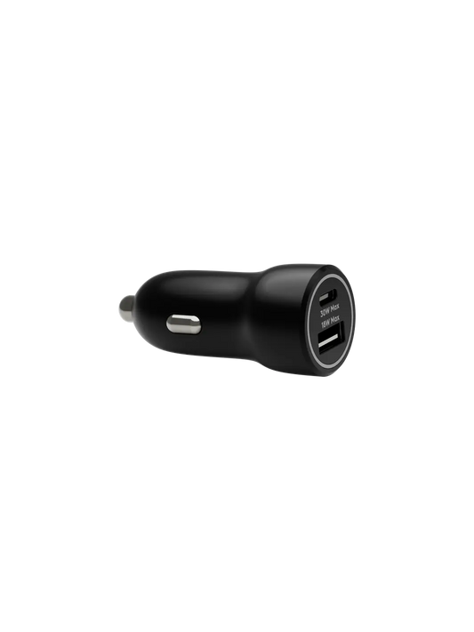 re-charge - Car Charger - USB-C 30W+USB-A 18W - Black Car Charger