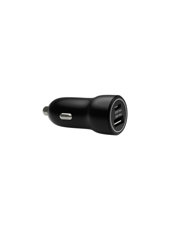 re-charge - Car Charger - USB-C 30W+USB-A 18W - Black