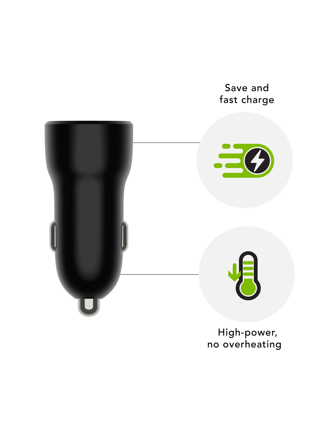 re-charge - Car Charger - USB-C 30W+USB-A 18W - Black