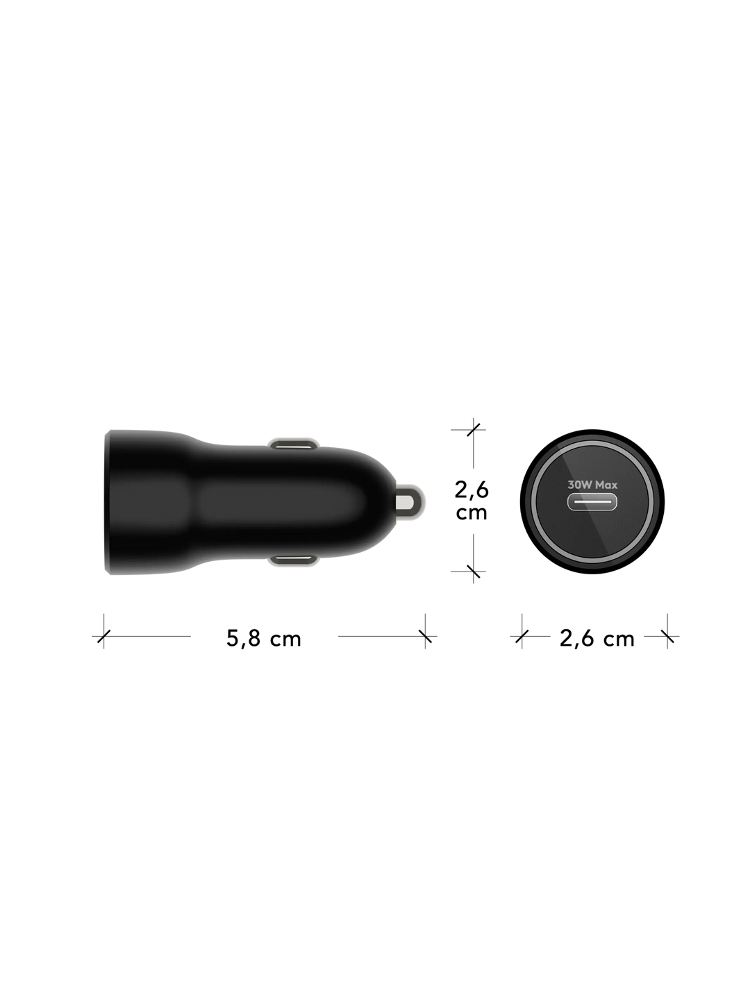 re-charge - Car Charger - USB-C 30W - Black