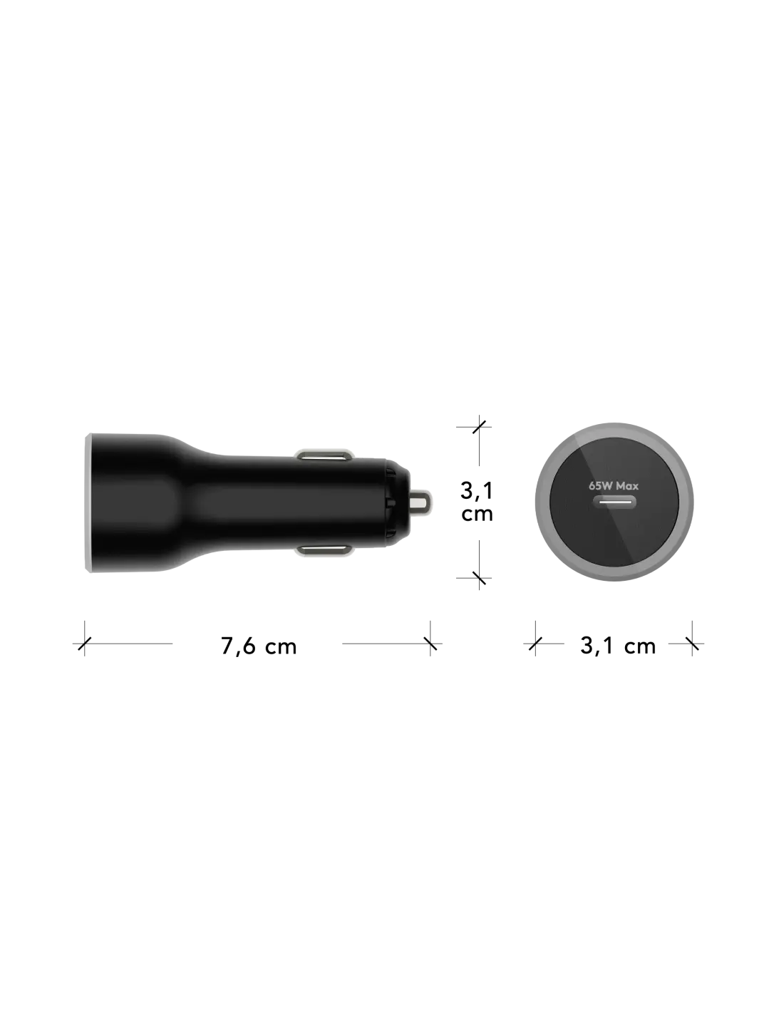 re-charge - Autoladegerät - USB-C 65W - Schwarz