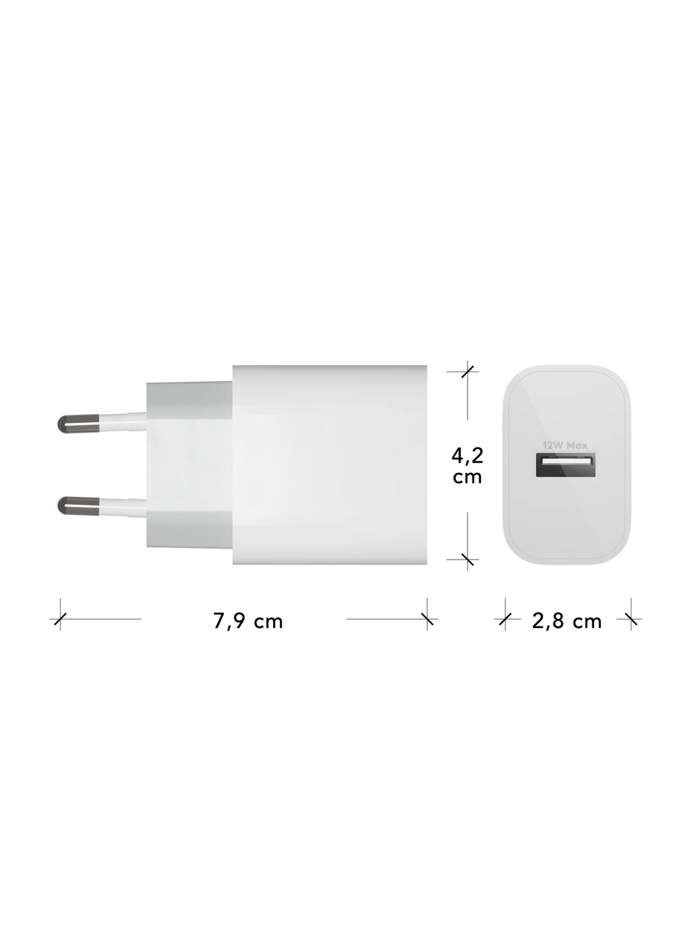 re-charge - EU Wall Charger - USB-A 12W - White Power Adapters & Chargers