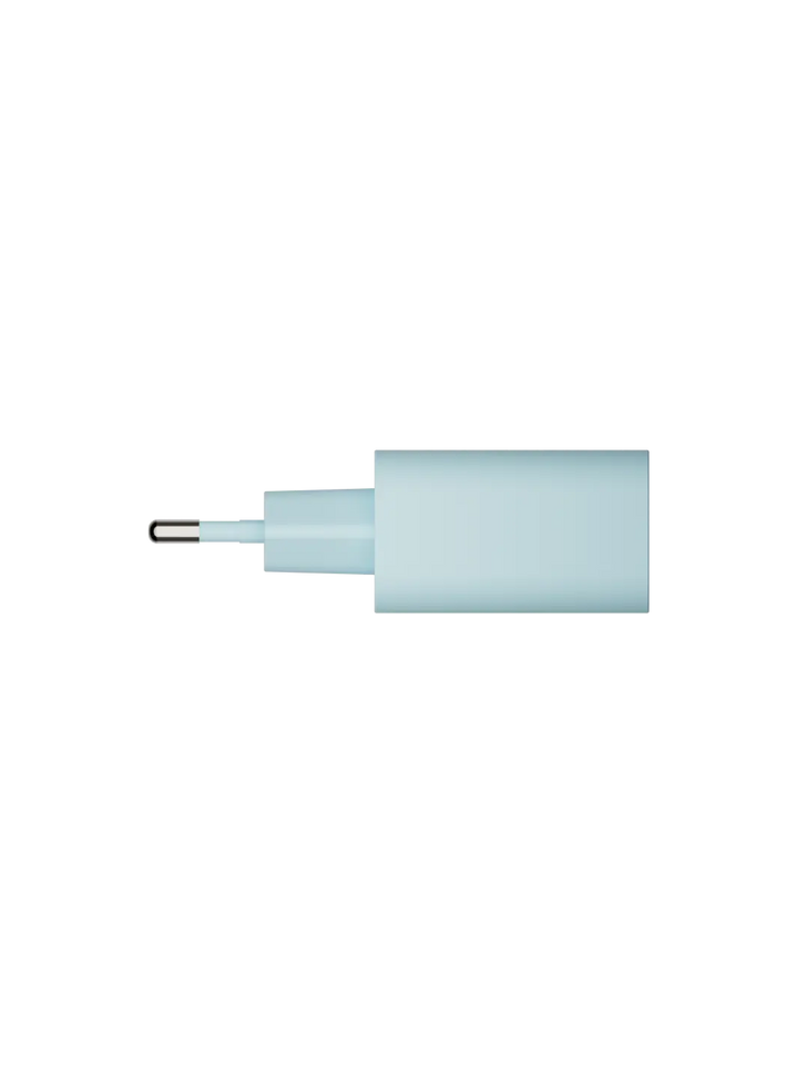 re-charge - EU-Wandladegerät USB-C 20W+USB-A 18W - Blau