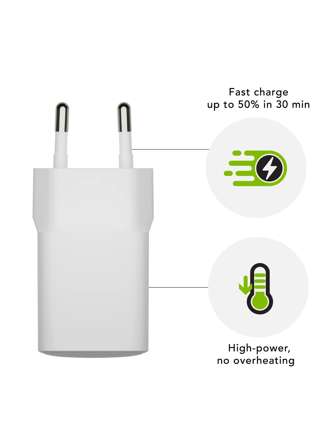 re-charge Pro - EU Wall Charger USB-A 18W - White Power Adapters & Chargers