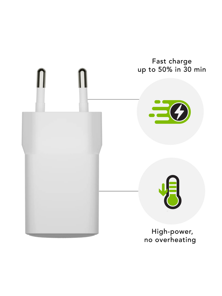 re-charge Pro - EU Wall Charger USB-A 18W - White Power Adapters & Chargers