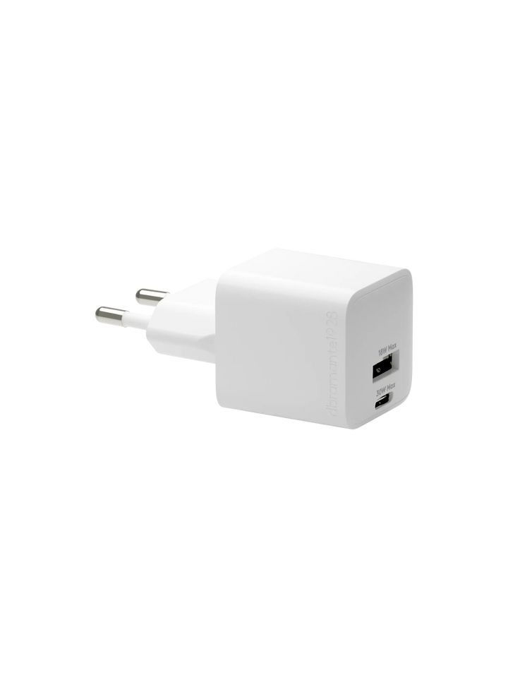 re-charge Pro - EU Wall Charger USB-C 30W + USB-A 18W - White Power Adapters & Chargers