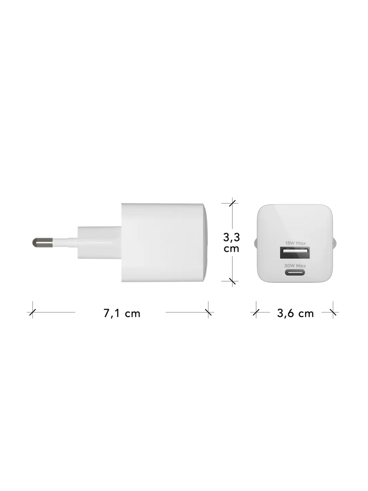 WALL CHARGERS S White 30W+18W 7,1 x 3,3 x 3,6 cm Wall chargers