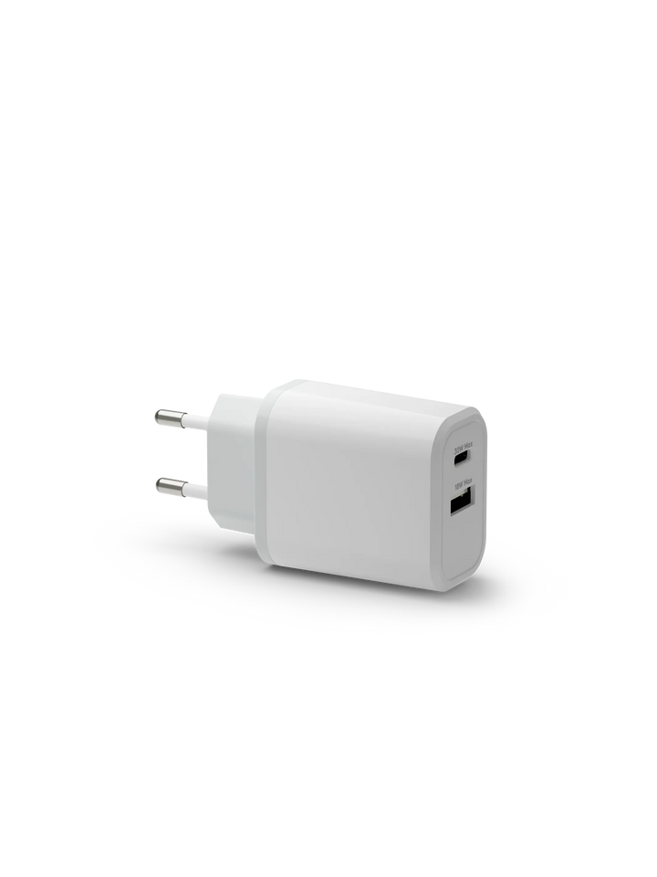 re-charge - EU Wall Charger - USB-C 30W+USB-A 18W - White Power Adapters & Chargers