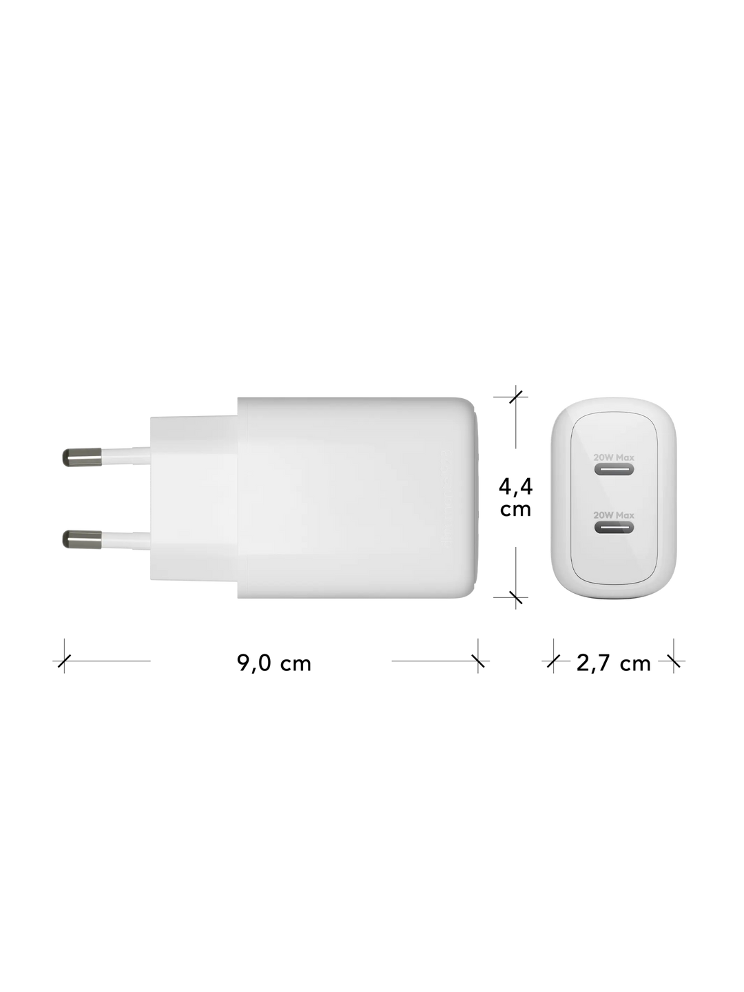 re-charge Pro - EU Wall Charger 2x USB-C 20W - White Power Adapters & Chargers