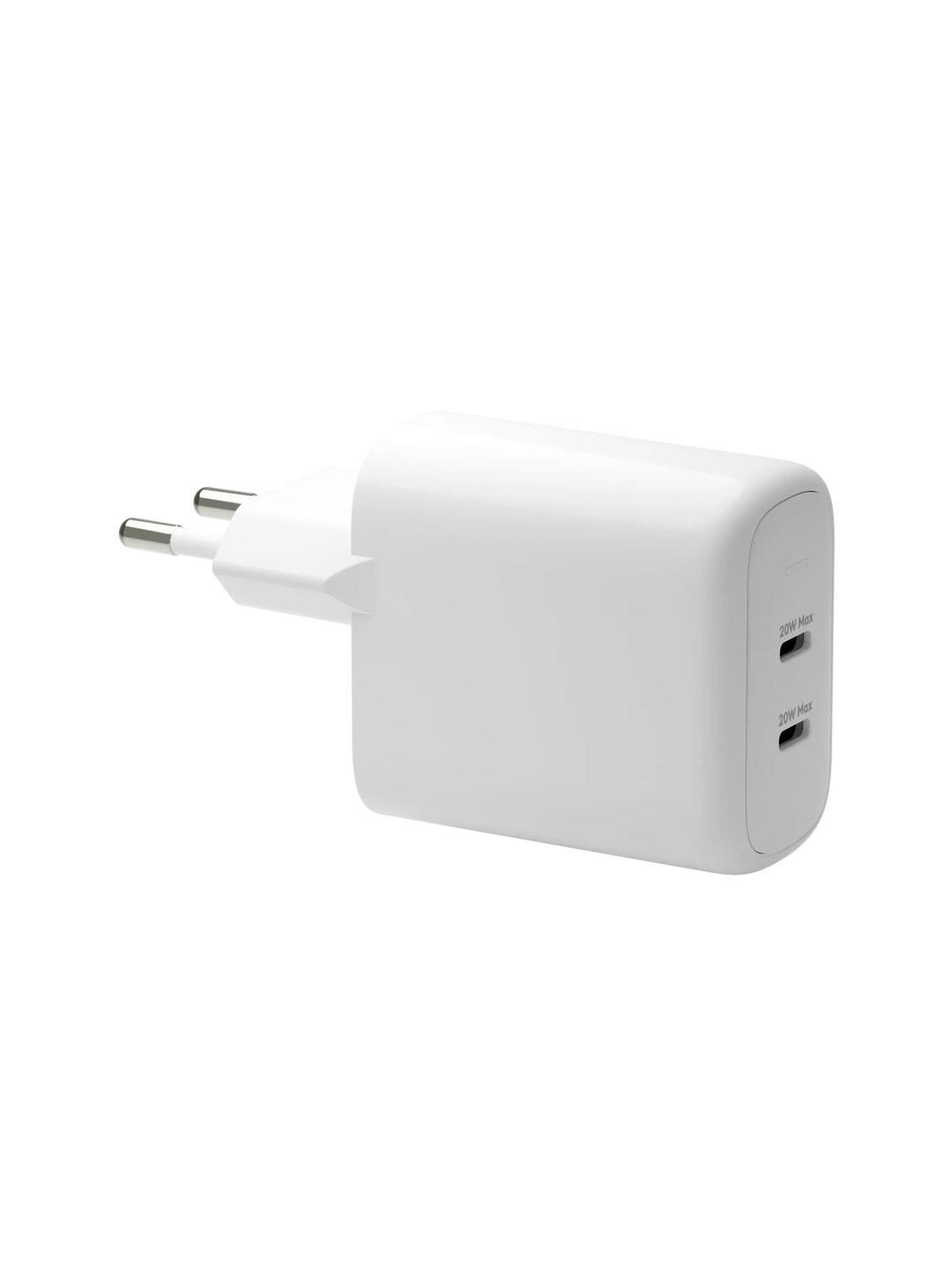 re-charge Pro - EU Wall Charger 2x USB-C 20W - White Power Adapters & Chargers