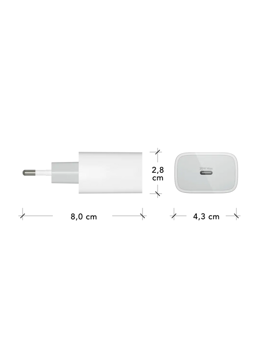 re-charge - EU Wall Charger USB-C 20W - White Power Adapters & Chargers