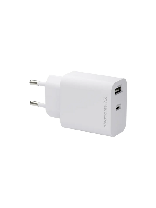 re-charge - Wall Charger - USB-C 25W+USB-A 18W - White Wall charger