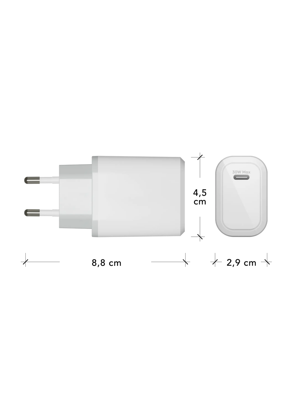 re-charge - EU Wall Charger - USB-C 30W - White Power Adapters & Chargers