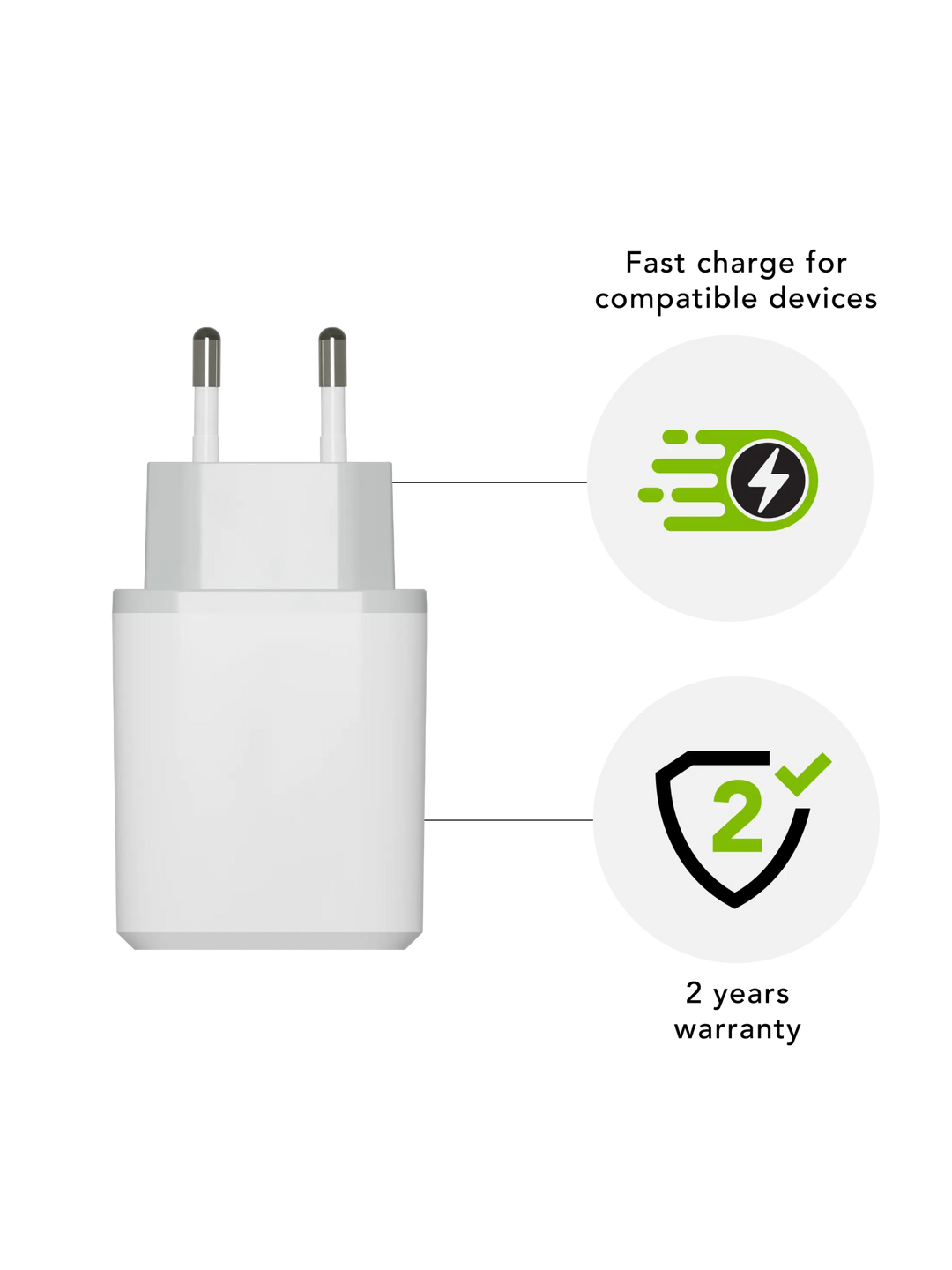 re-charge - EU Wall Charger - USB-C 30W - White Power Adapters & Chargers