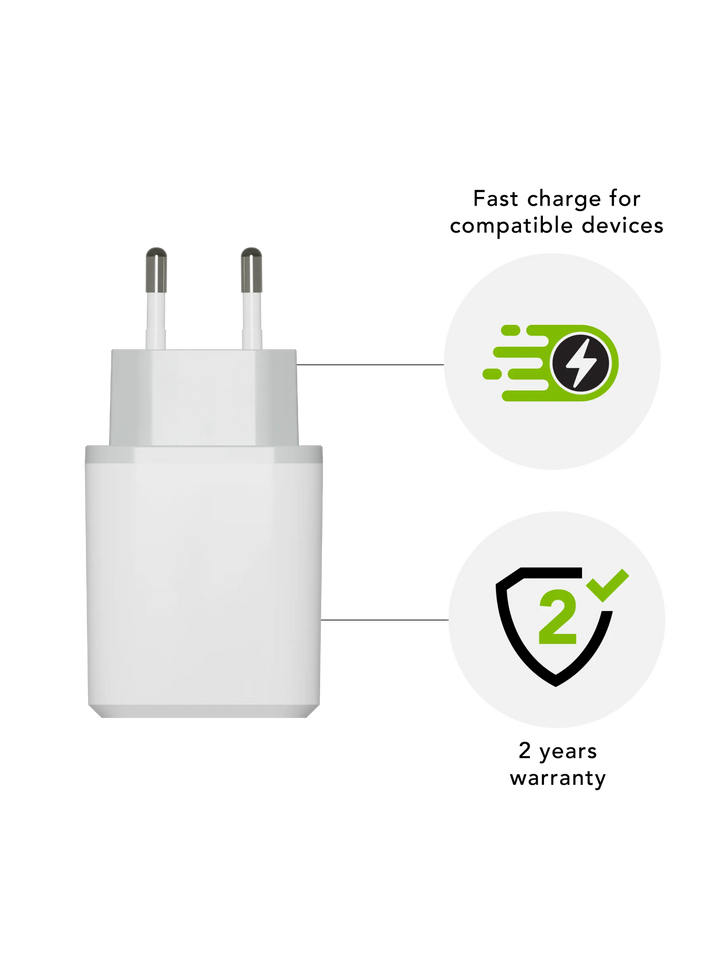 re-charge - EU Wall Charger - USB-C 30W - White Power Adapters & Chargers