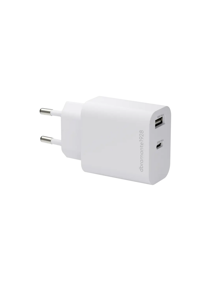 re-charge - Wall Charger - USB-C 30W+USB-A 18W - White Wall charger
