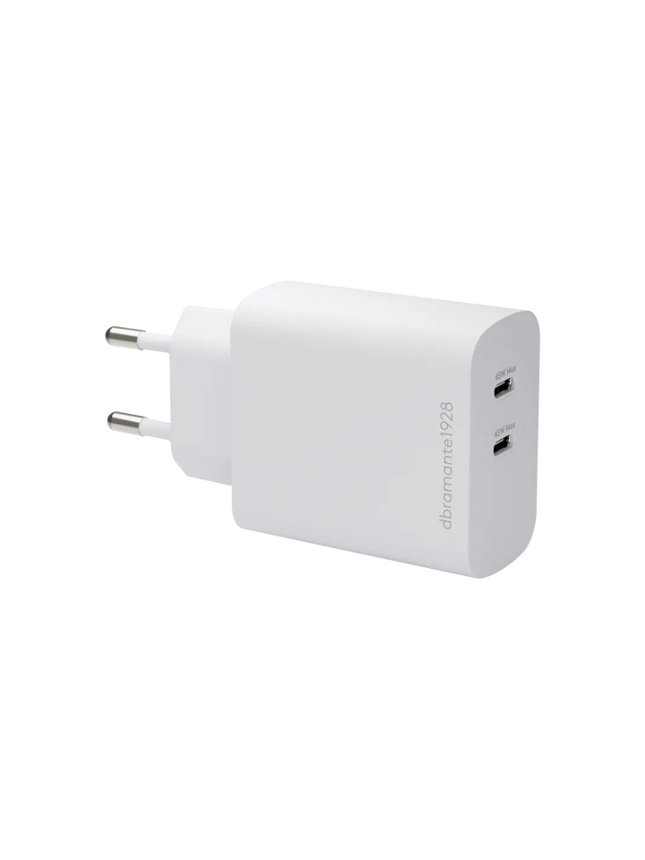 re-charge - Wall Charger - 2xUSB-C 45W - White Wall charger