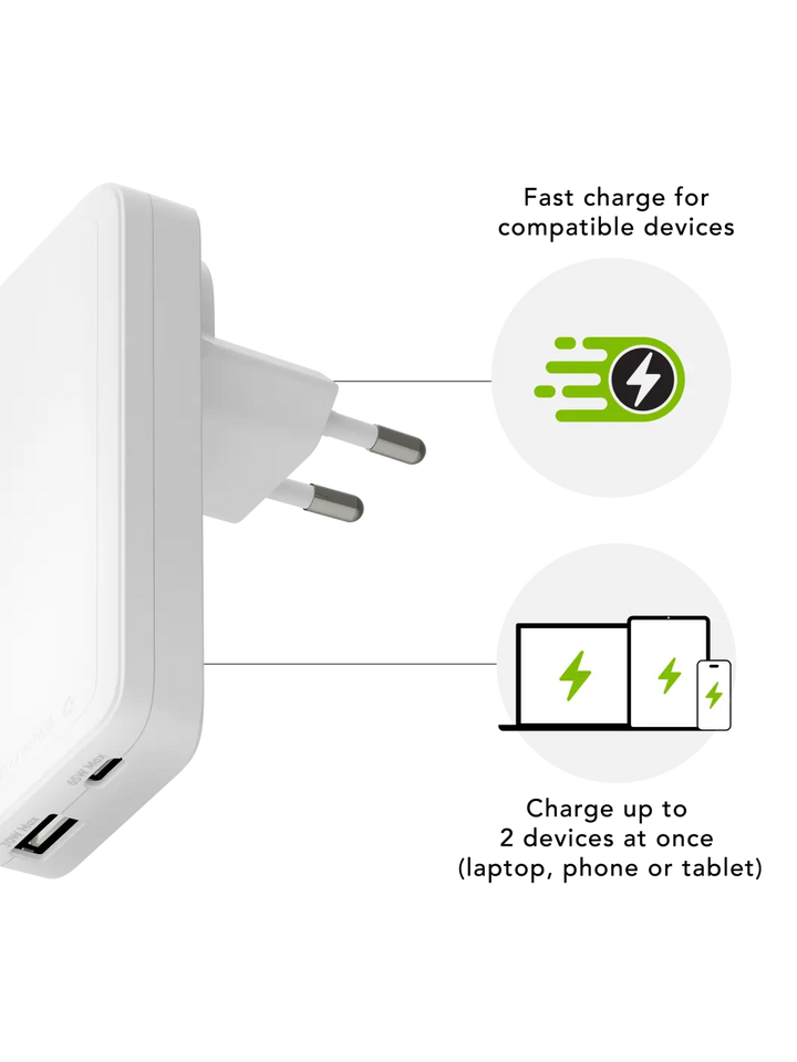 re-charge Pro - EU Slim Ladegerät - USB-C 65W+30W-A