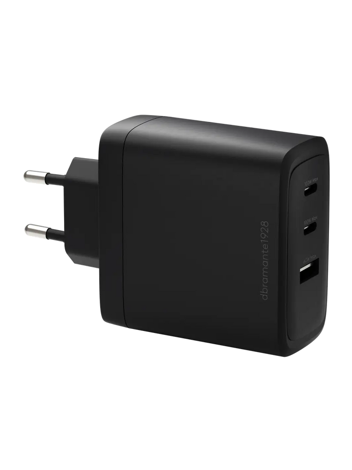 re-charge IT - EU-Wandladegerät - 2xUSB-C 100W + 1xUSB-A - Schwarz