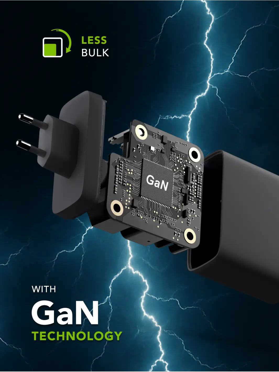 re-charge IT - EU-Wandladegerät - 2xUSB-C 100W + 1xUSB-A - Schwarz