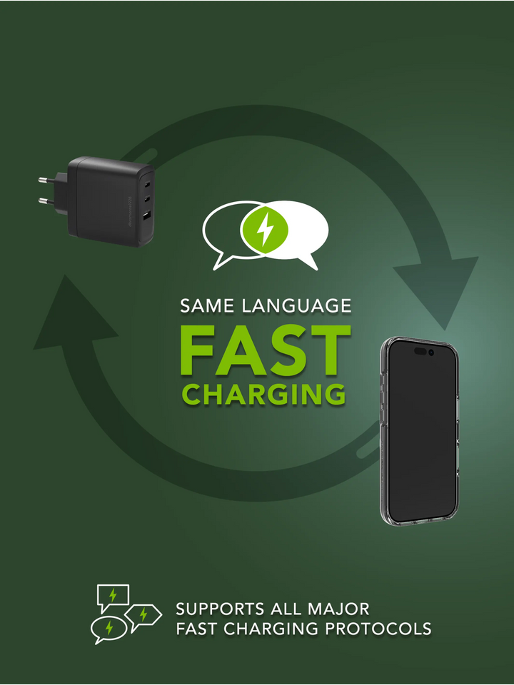 re-charge IT - EU Wall Charger - 2xUSB-C 100W + 1xUSB-A - Black Wall charger