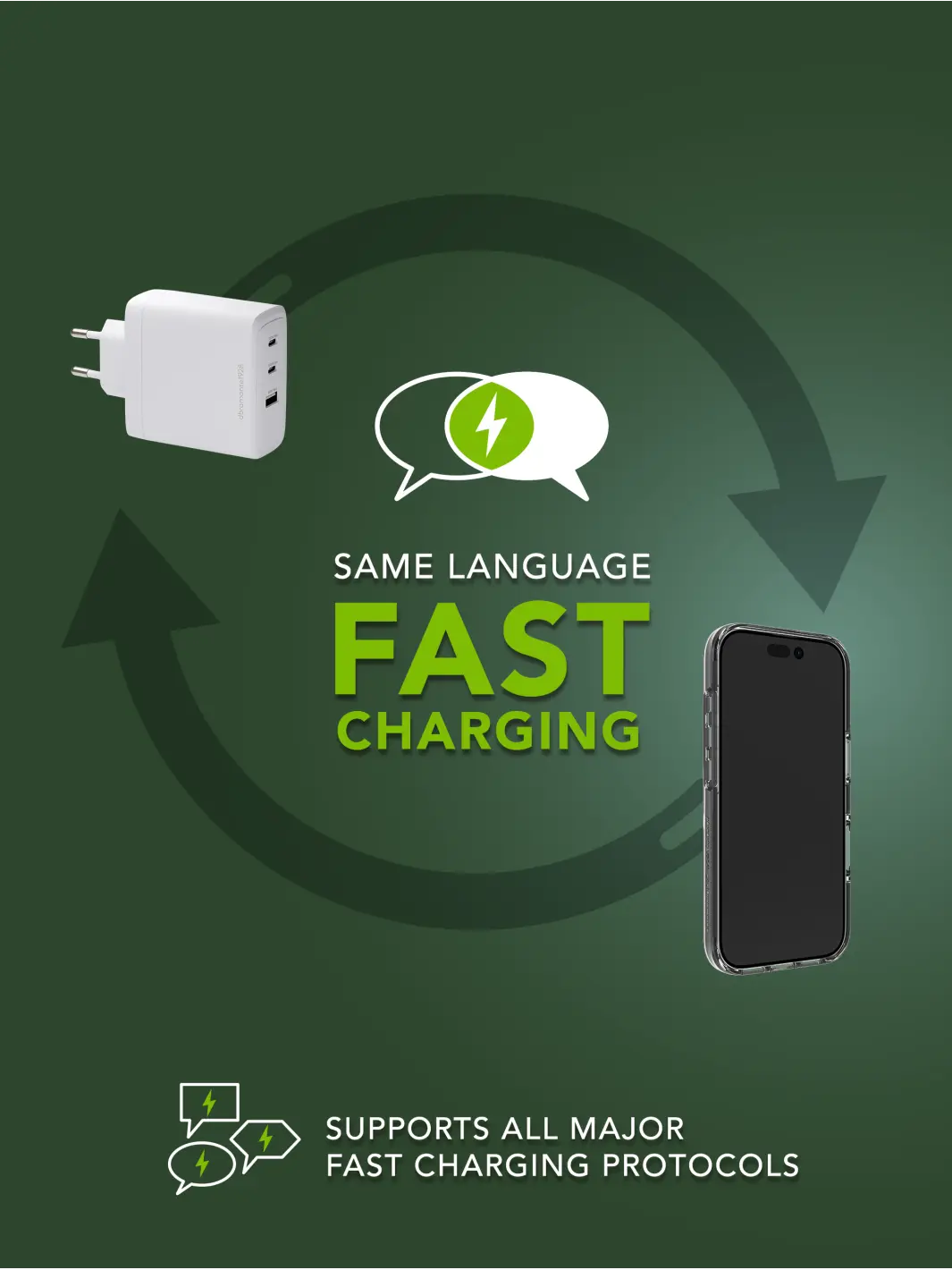 re-charge IT - EU-Wandladegerät - 2xUSB-C 100W + 1xUSB-A - Weiß