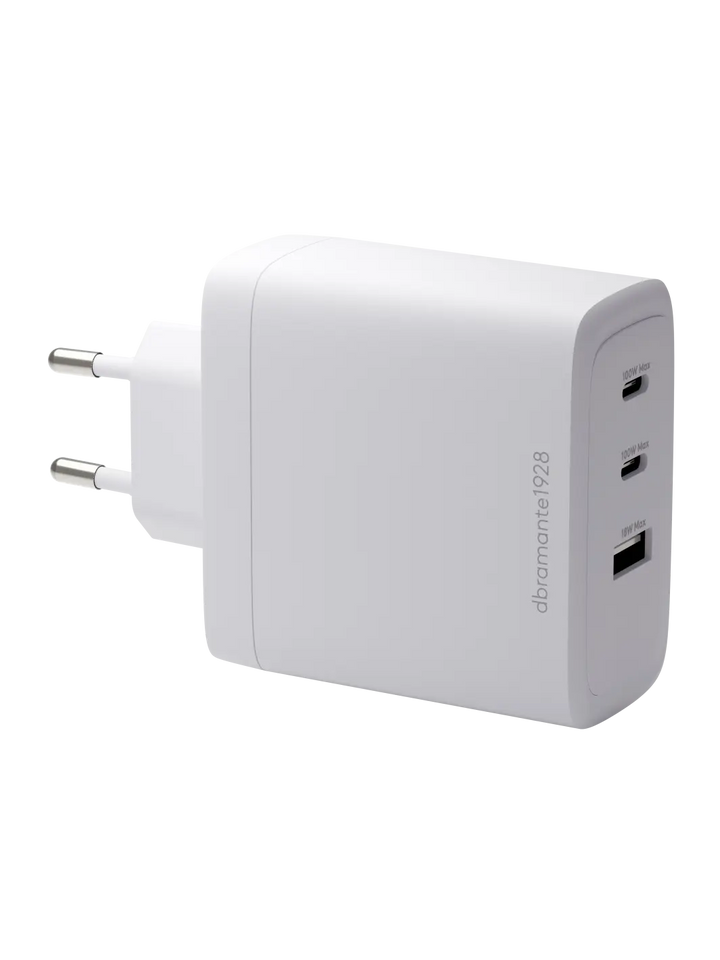 re-charge IT - EU-Wandladegerät - 2xUSB-C 100W + 1xUSB-A - Weiß