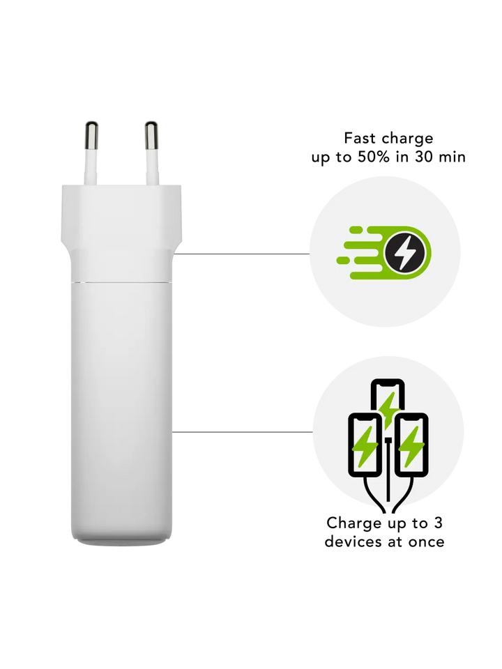 re-charge Pro - EU-Wandladegerät USB-C 140W+100W+18W - Weiß