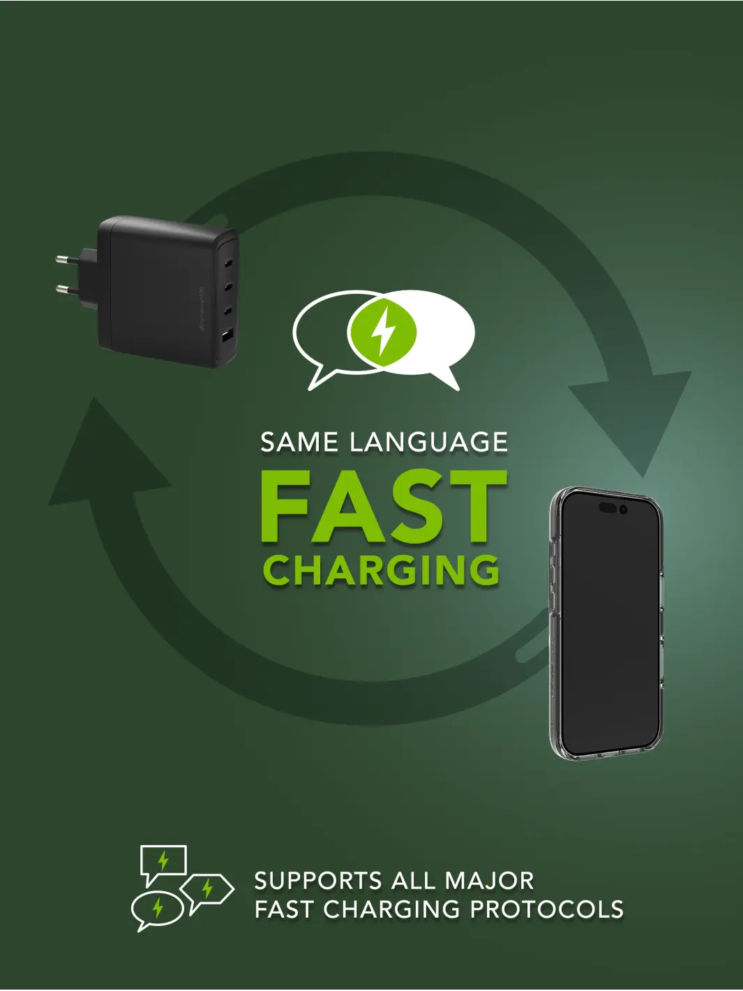 re-charge IT - EU-Wandladegerät - 3xUSB-C 140W + 1xUSB-A - Schwarz