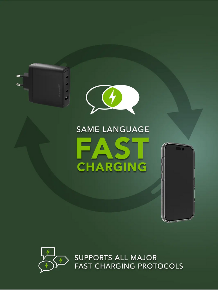 re-charge IT - EU-Wandladegerät - 3xUSB-C 140W + 1xUSB-A - Schwarz