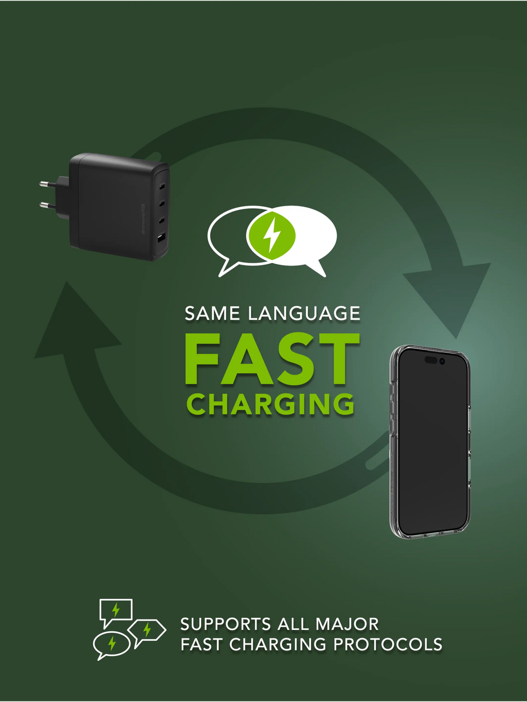 re-charge IT - EU Wall Charger - 3xUSB-C 140W + 1xUSB-A - Black Wall charger