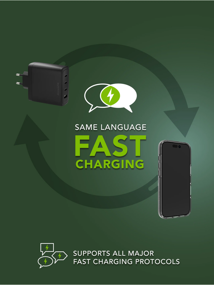 re-charge IT - EU Wall Charger - 3xUSB-C 140W + 1xUSB-A - Black Wall charger