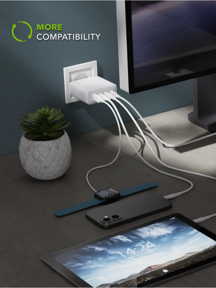 re-charge IT - EU Wall Charger - 3xUSB-C + 1xUSB-A - White Wall charger