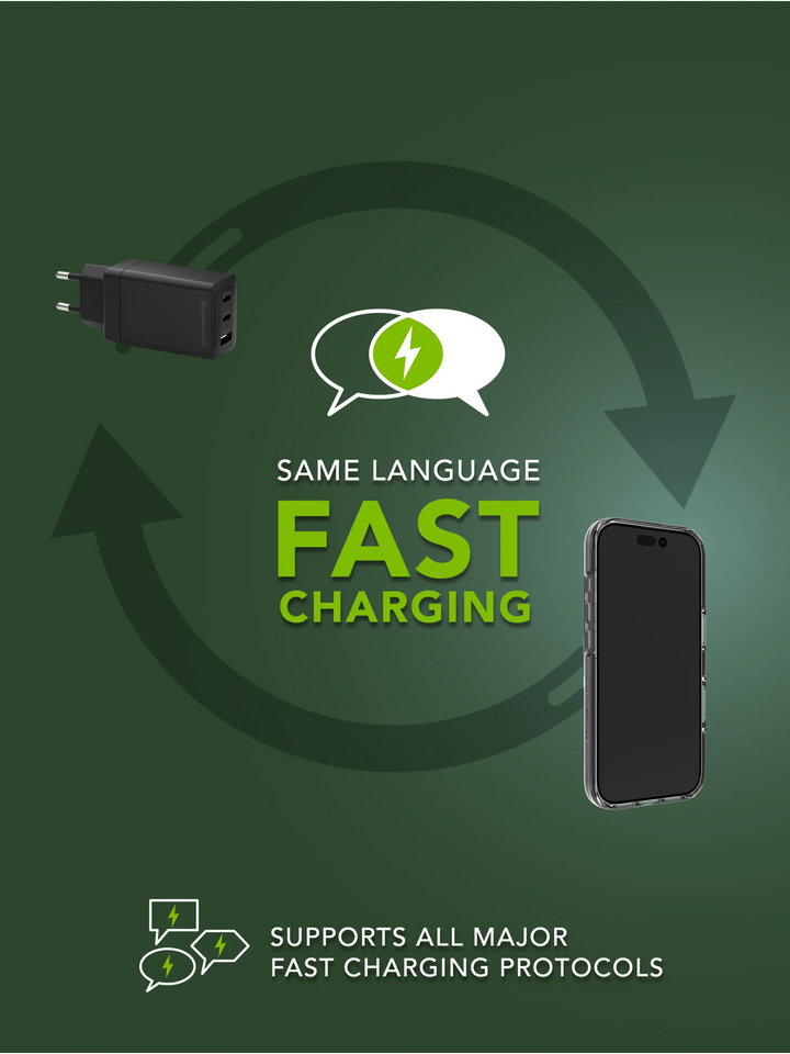 re-charge - IT - EU Wall Charger - 2xUSB-C 65W + 1xUSB-A - Black Wall charger