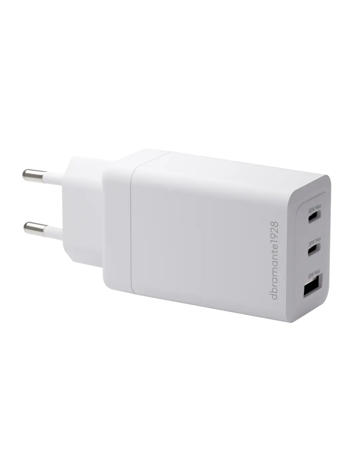 re-charge IT - EU-Wandladegerät - 2xUSB-C 65W + 1xUSB-A - Weiß