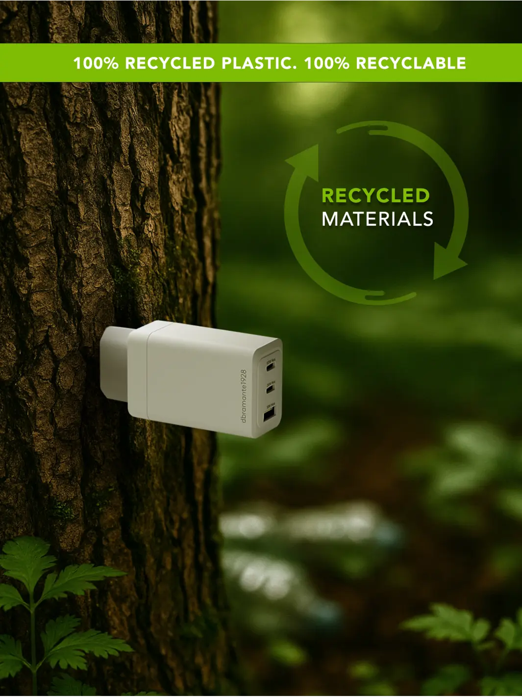 re-charge IT - EU-Wandladegerät - 2xUSB-C 65W + 1xUSB-A - Weiß