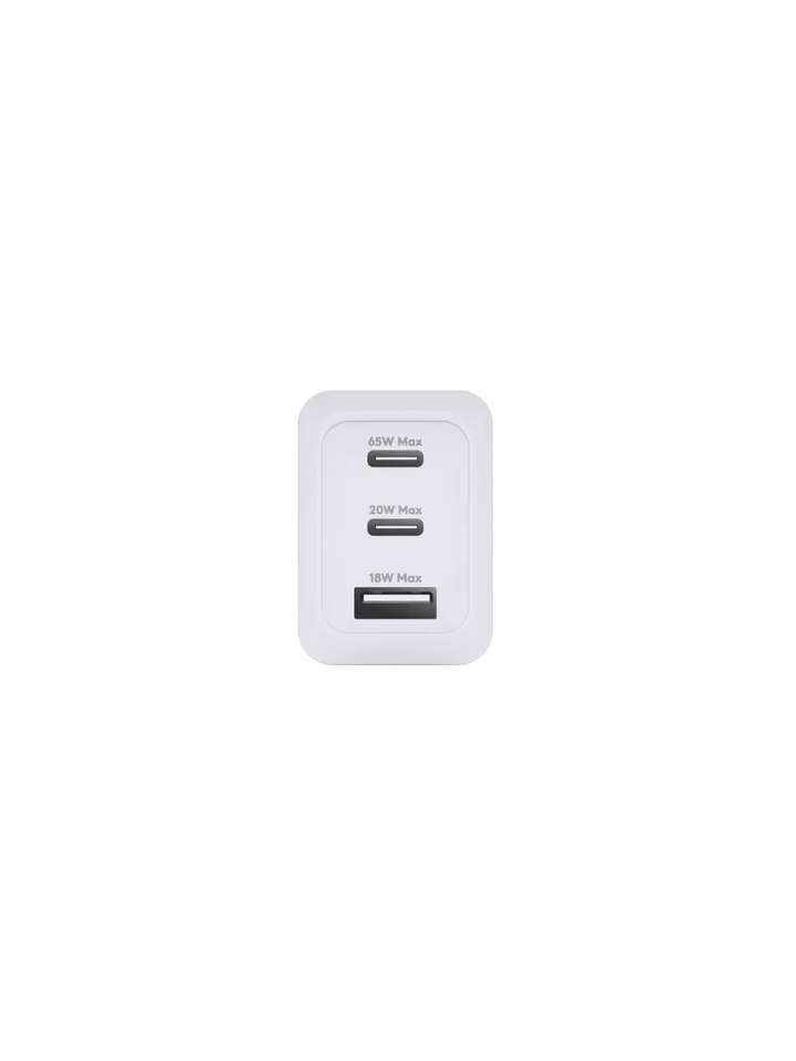 re-charge IT - EU-Wandladegerät - 2xUSB-C 65W + 1xUSB-A - Weiß
