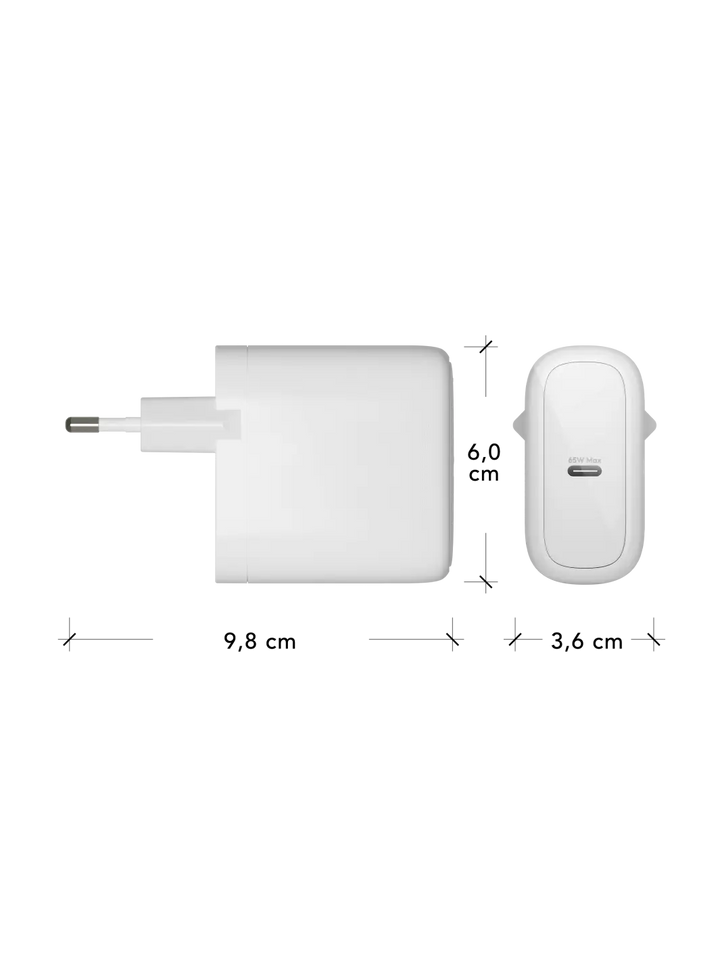 re-charge Pro - EU-Wandladegerät USB-C 65W - Weiß