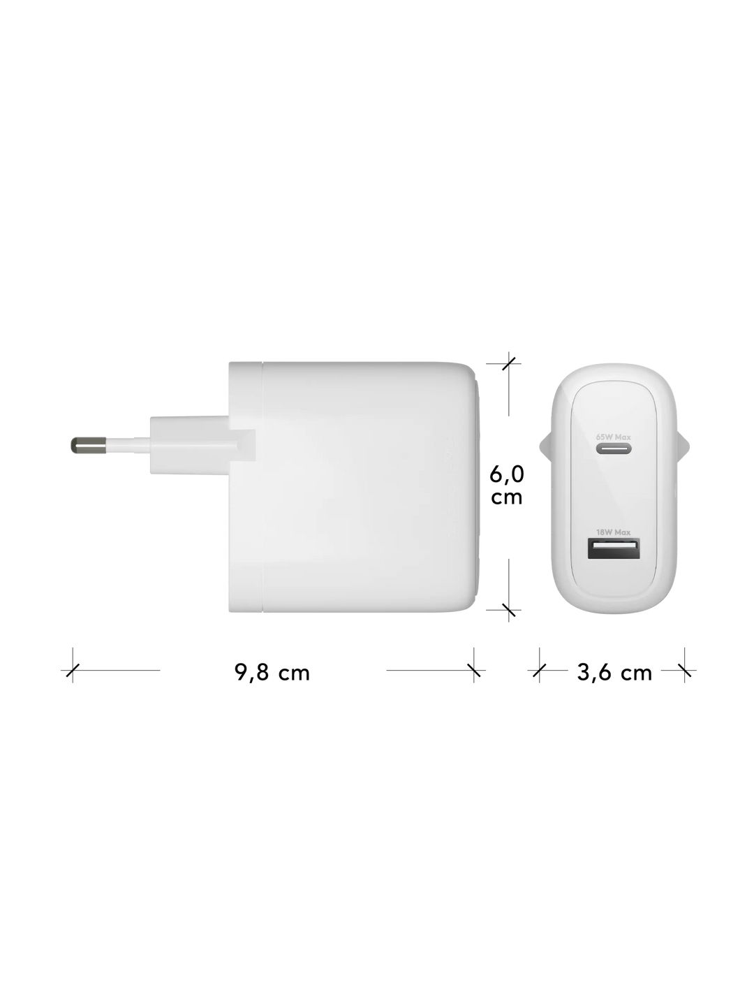 Wall Chargers White 65W+18W Wall charger