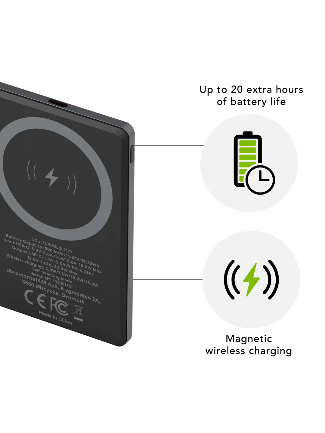 re-charge - Power Bank 5K Wireless - Grau