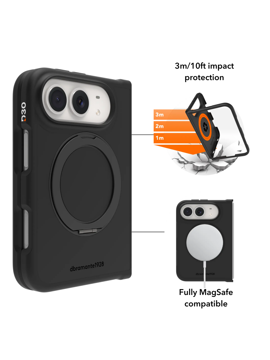 Iceland Ultra D3O MS Kick - iPhone Duo - Black Phone Case