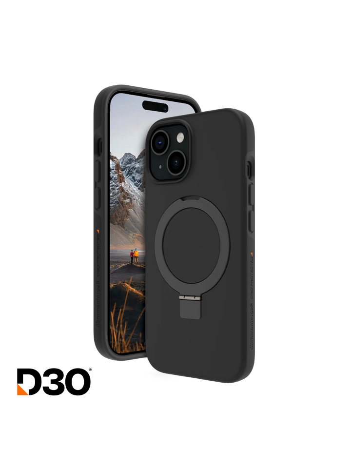 Iceland Ultra D3O MagSafe Kickstand - iPhone 17e/16e/15/14/13 - Black Phone Case