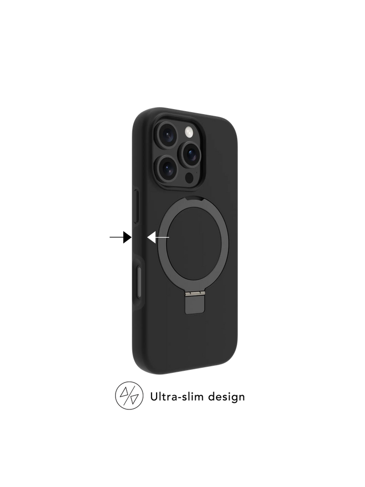 Iceland Ultra D3O MagSafe Kickstand - iPhone 17e/16e/15/14/13 - Black Phone Case